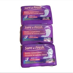Sure & Fresh Bladder Control Liners Light Unscented 20 CT (3-Pack)